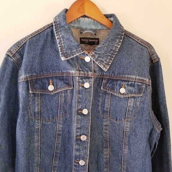 Vintage 90's Denim Jacket With Colourful Ribbon Details Size Medium Cotton - Picture 4 of 8
